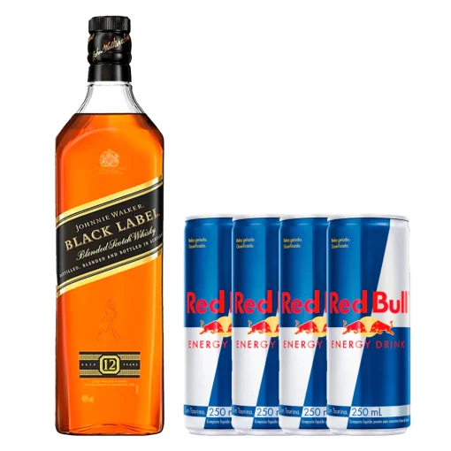 Combo 1 Whisky Black Label + 4 Energético Red Bull